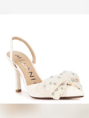 Ivory Embellished Slingback Pump, no box brand new
